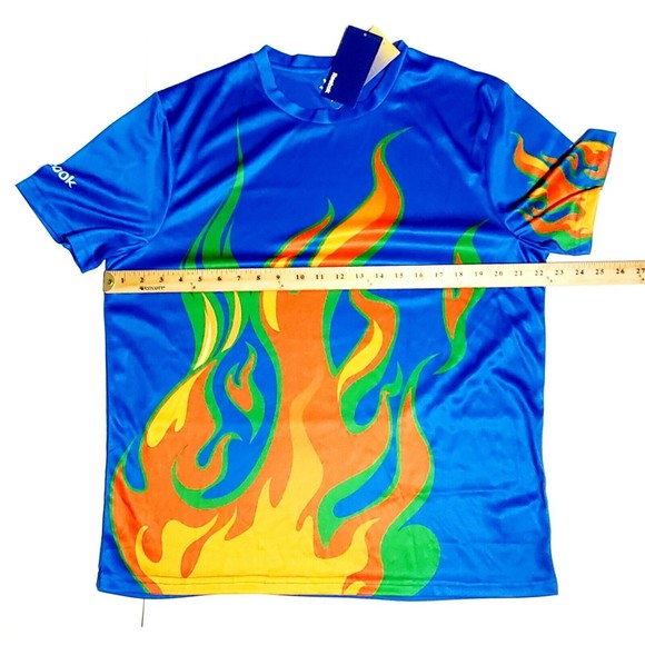 I.C.C. CRICKET WORLD CUP REEBOK PEPSI Flame Men Sz XL PlayDry Blue RARE NWT! - Picture 5 of 8